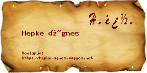Hepke Ágnes névjegykártya
